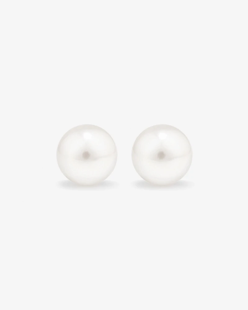 Stud Earrings with 9mm Button Cultured Freshwater Pearls in Sterling Silver