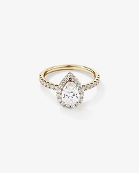 1.82 Carat TW Pear Cut Laboratory-Grown Diamond Halo Engagement Ring in 14kt White Gold