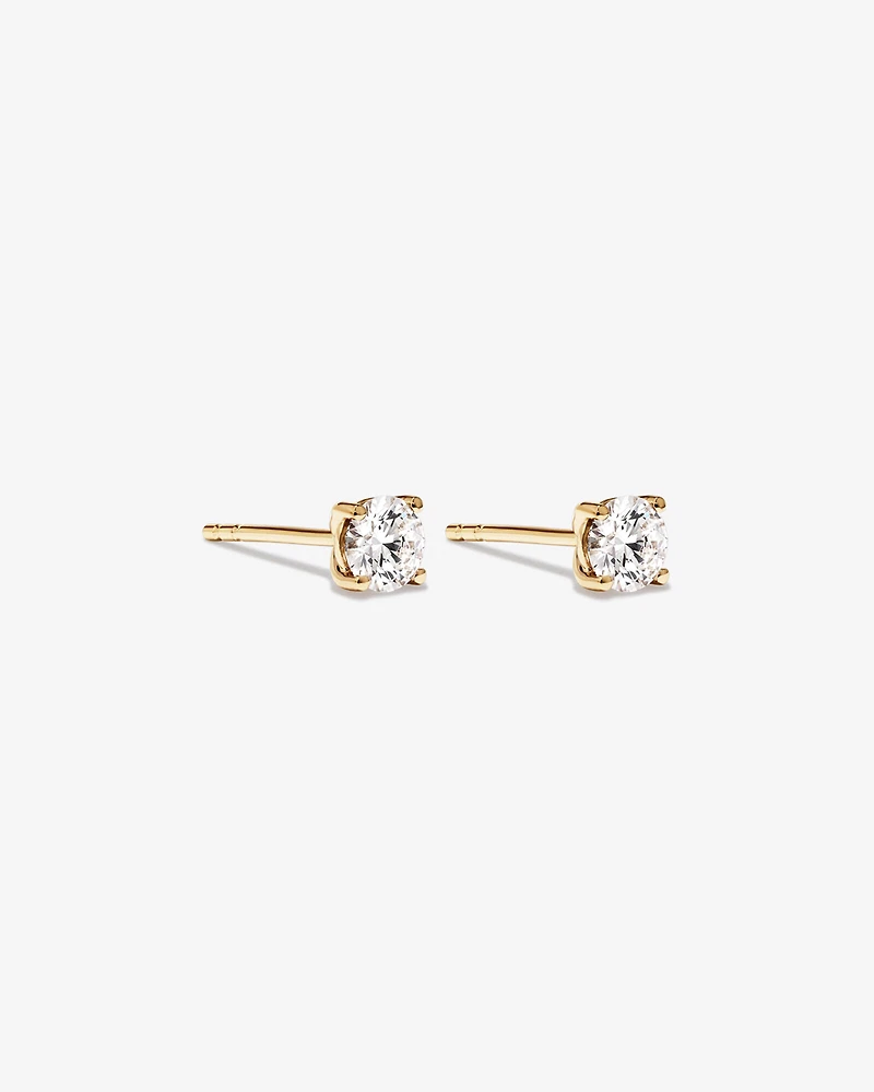 0.50 Carat TW Laboratory-Grown Diamond Solitaire Stud Earrings in 14kt Yellow Gold