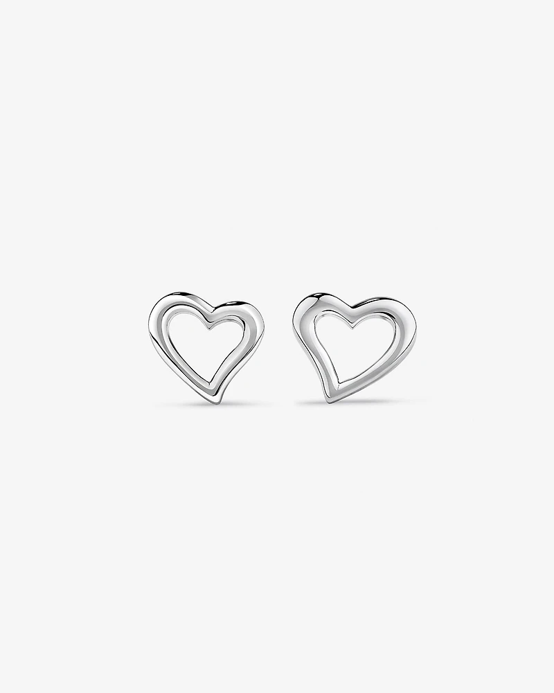 Boucles d'oreilles clous Cœur Ouvert en argent sterling