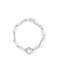 18cm (7") Square Paperclip Open Pendant Bracelet in Sterling Silver