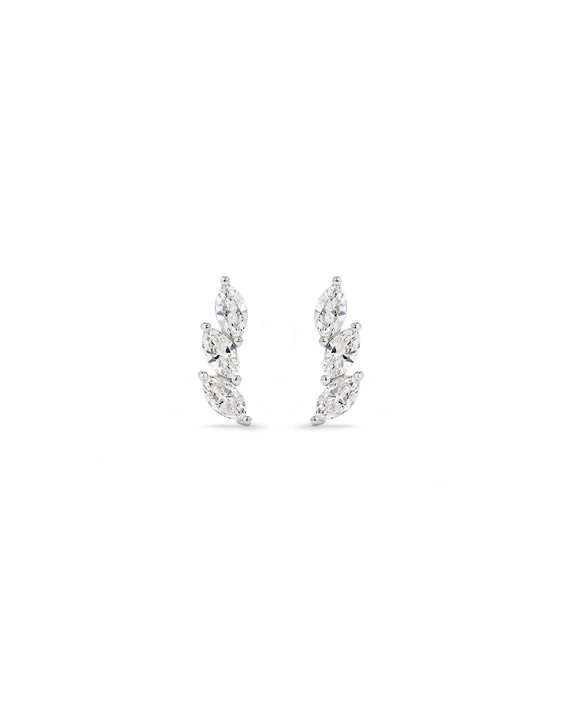 0.96 Carat TW Floret Laboratory-Grown Diamond Climber Earrings in 10kt White Gold