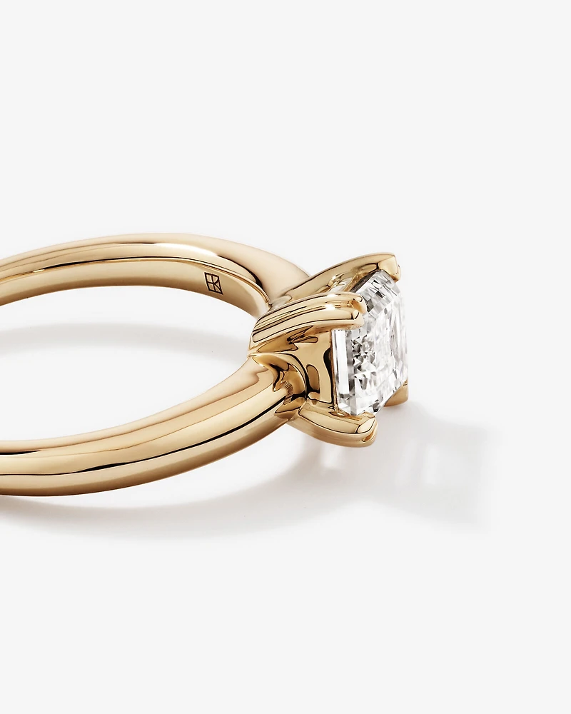 2.00 Carat TW Emerald Cut Laboratory-Grown Diamond Offset East West Engagement Ring in 14kt Yellow Gold