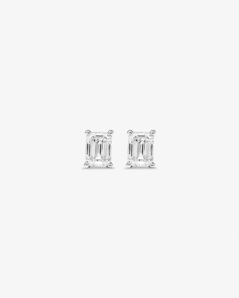 0.50 Carat TW Emerald Cut Diamond Solitaire Stud Earrings in 18kt White Gold