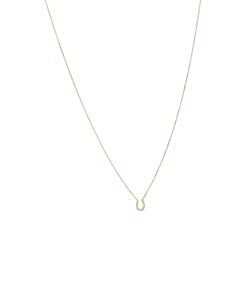 Collier à pendentif fer à cheval en or jaune 10 K avec diamants totalisant 0,10 ct