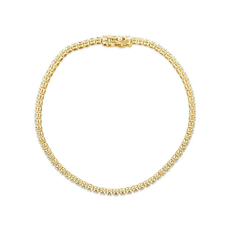 0.90 Carat TW Laboratory-Grown Diamond Tennis Bracelet in 10kt Yellow Gold
