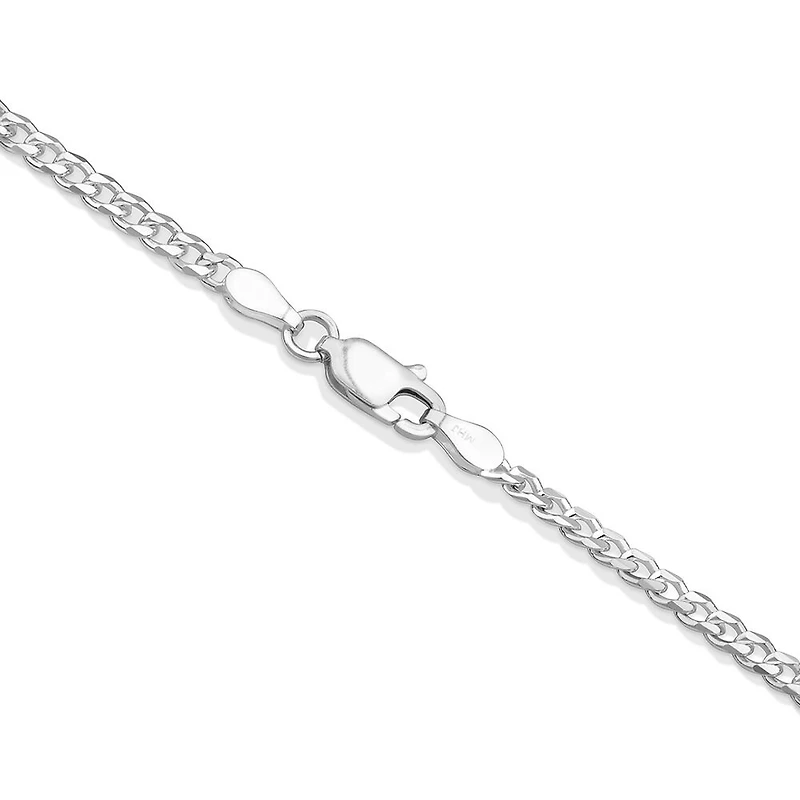 50cm (20") 2.5mm-3mm Width Curb Chain in Sterling Silver
