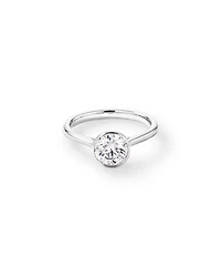 Bague De Fiançailles En Diamant De Laboratoire Rond Brillant De 1,25 Carat Poids Total, Sertie Dans Un Chaton En Or Jaune 14 Carats