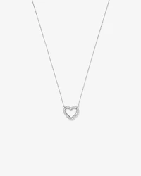 Cubic Zirconia Puff Love Heart Pendant Necklace in Sterling Silver