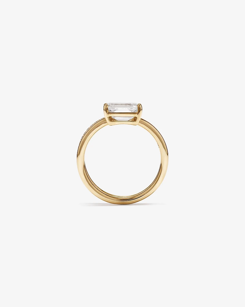 1.88 Carat TW East West Emerald Cut Lab-Grown Diamond Double Band Engagement Ring in 14kt Yellow Gold
