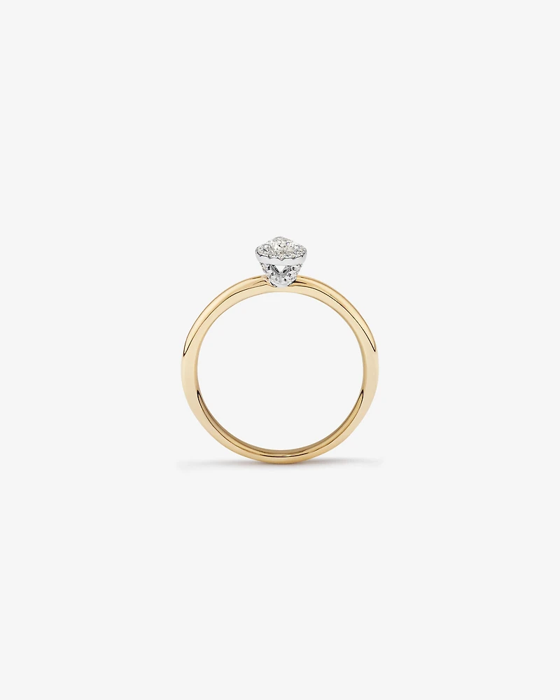 0.31 Carat TW Pear Cut Diamond Halo Engagement Ring in 14kt Yellow and White Gold