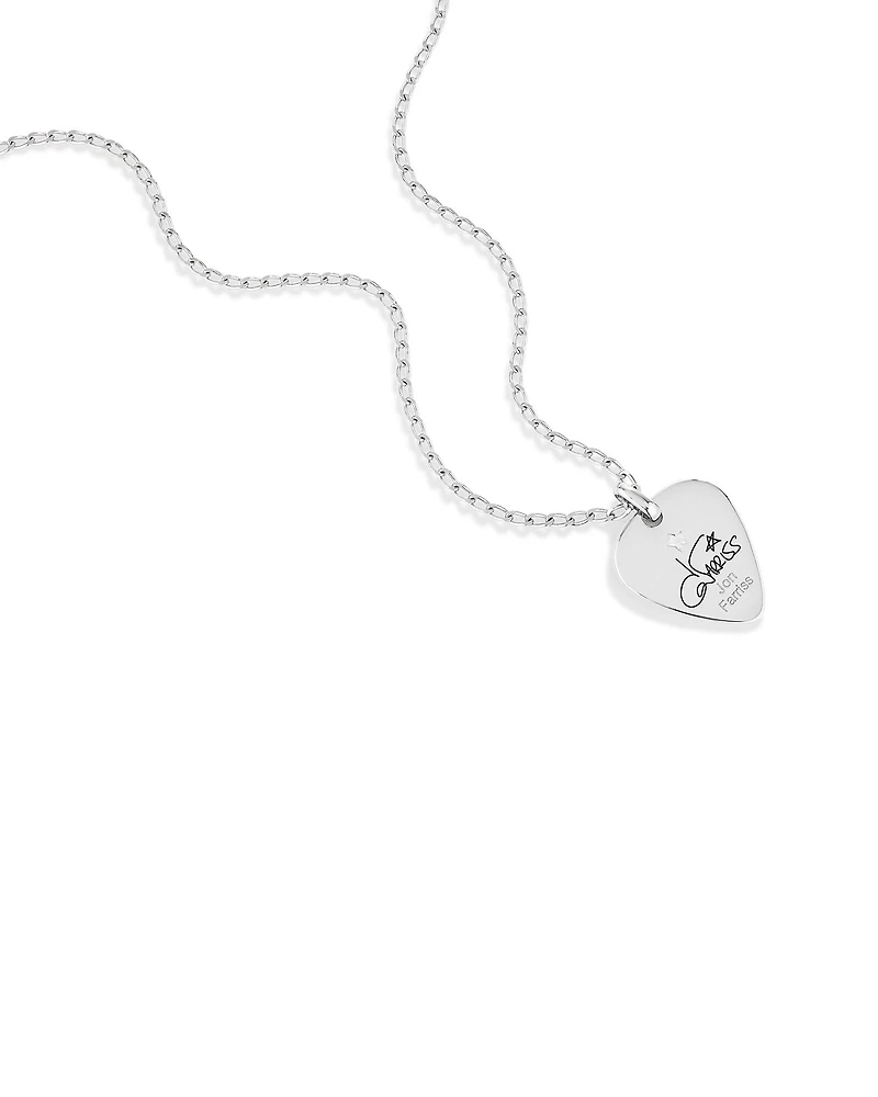 INXS Jon Farriss Engraved Guitar Pick Pendant with Chain in Recycled Sterling Silver