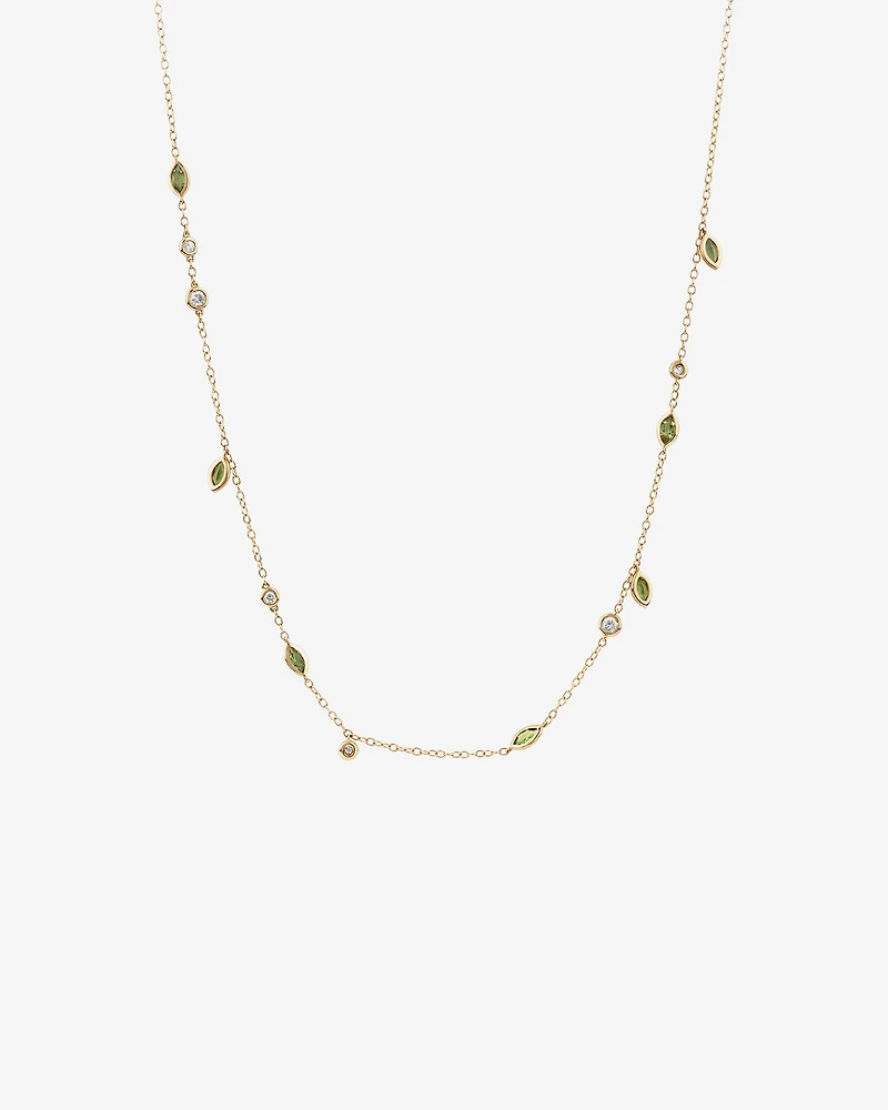 Necklace with Green Tourmaline & 0.14 Carat TW of Diamonds in 10kt Yellow Gold