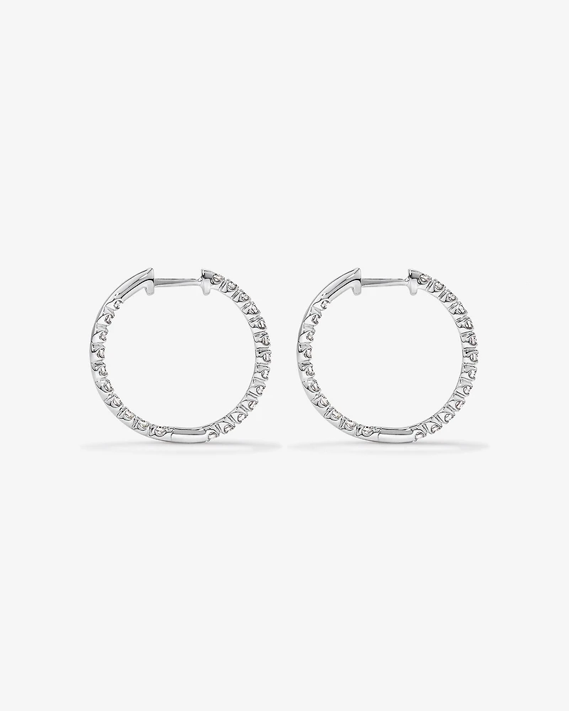 Carat TW Laboratory-Grown Diamond Hoop Earrings Set in 10kt White Gold
