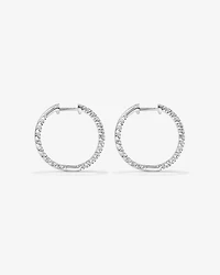 Carat TW Laboratory-Grown Diamond Hoop Earrings Set in 10kt White Gold
