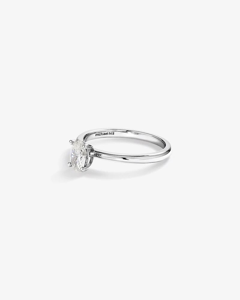 Bague de Fiançailles Solitaire en Diamant Taille Ovale 0,50 Carat TW en Or Blanc 14 kt