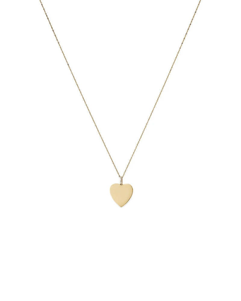 Diamond Accent Engravable Heart Pendant in 10kt Yellow Gold