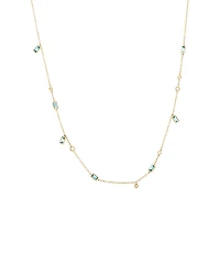 London Blue Topaz Necklace with .14 Carat TW Diamonds in 10kt Yellow Gold