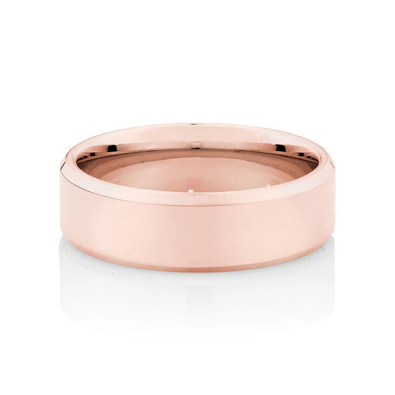 7mm Flat Bevelled Wedding Band in 10kt White Gold