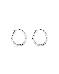 Diamond Cut Texture Hoop Earrings in Sterling Silver