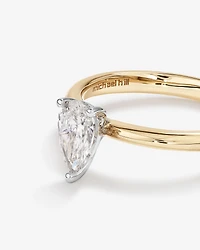 Bague de fiançailles solitaire diamant taille poire certifié TW de 0,70 carat en or jaune et blanc 18 carats