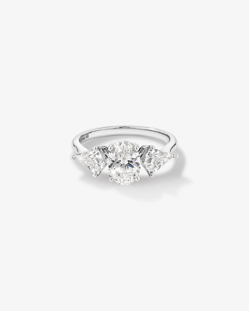 2.25 Carat TW Three Stone Oval and Kite Shaped Laboratory-Grown Diamond Engagement Ring in 14kt White Gold