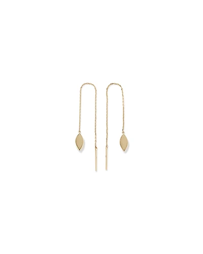 Marquise Disc Threader Earrings in 10kt Yellow Gold