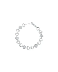 Cubic Zirconia open and closed Heart Bracelet in Sterling Silver