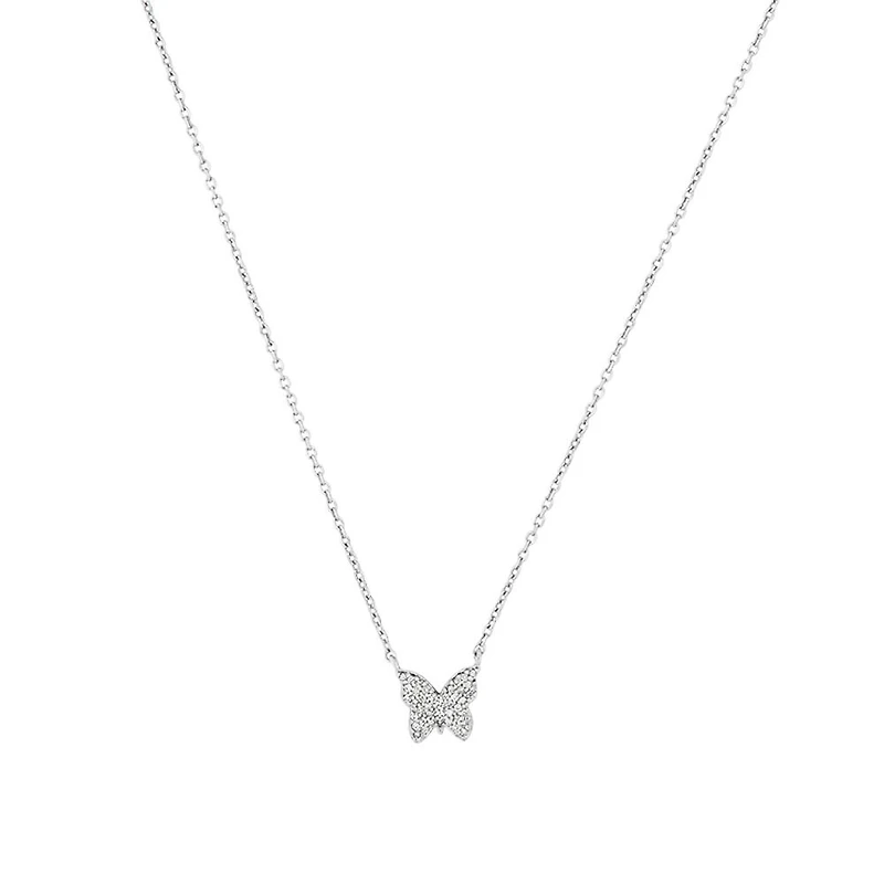 Butterfly Necklace with Diamonds in Sterling Silver