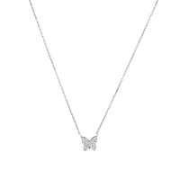 Butterfly Necklace with Diamonds in Sterling Silver