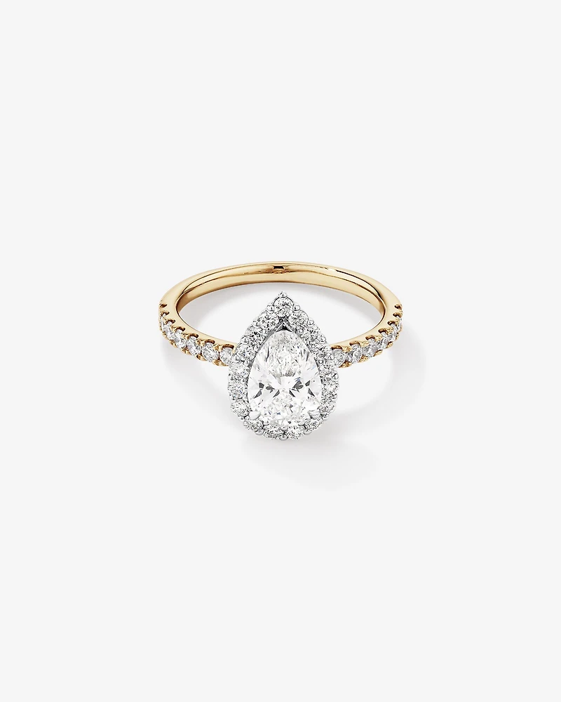 1.82 Carat TW Pear Cut Laboratory-Grown Diamond Halo Engagement Ring in 14kt White Gold