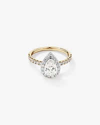 1.82 Carat TW Pear Cut Laboratory-Grown Diamond Halo Engagement Ring in 14kt White Gold