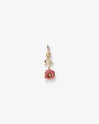 14mm Enamel Poppy Pendant in 10kt Yellow Gold