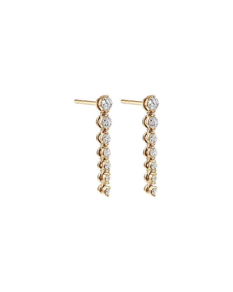 0,50 carat TW Boucles d'oreilles pendantes graduées en diamant en or jaune 18kt