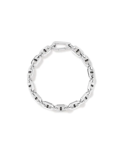 Men's 0.30 Carat TW Men's Black Diamond Link Bracelet in Sterling Silver
