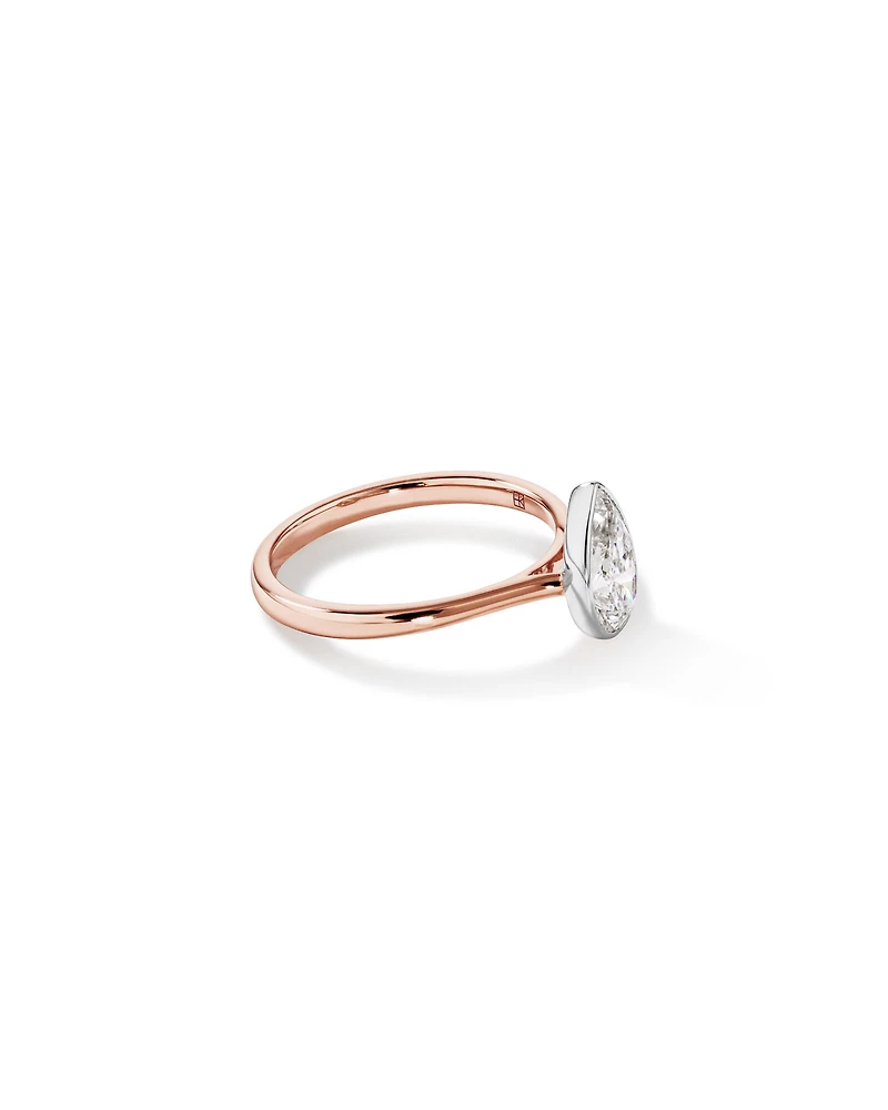 1.25 Carat TW Pear Cut Laboratory-Grown Diamond Solitaire Bezel Set Engagement Ring in 14kt Yellow Gold