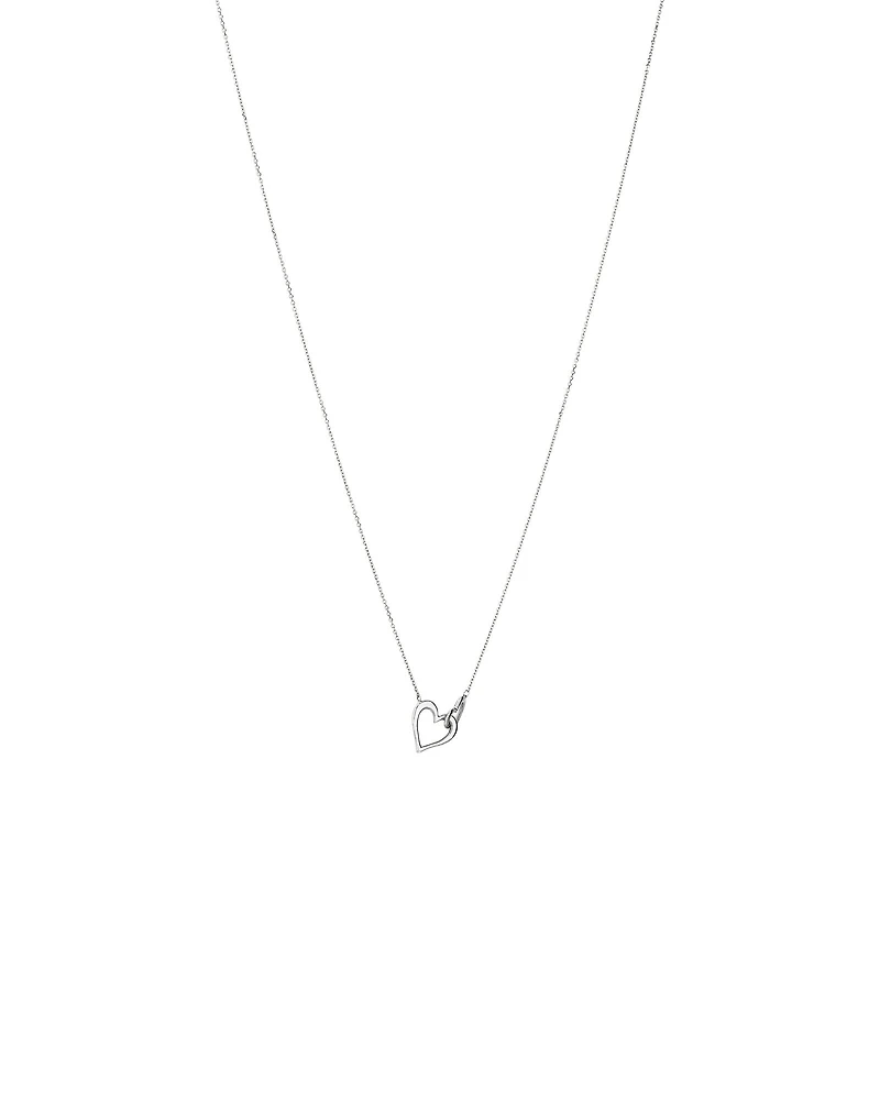 Double Open Heart Necklace in Sterling Silver