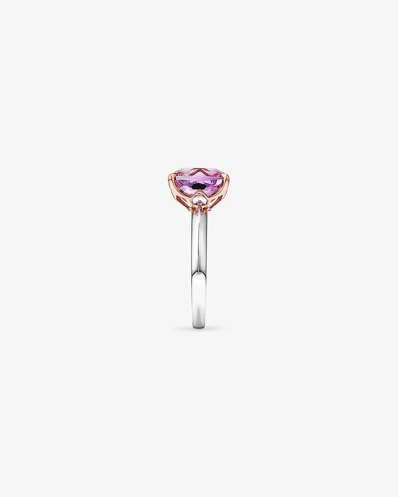 Bague en argent sterling et en or rose 10 K avec améthyste rose