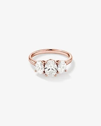 2 Carat Three Stone Oval Laboratory-Grown Diamond Engagement Ring In 14kt White Gold