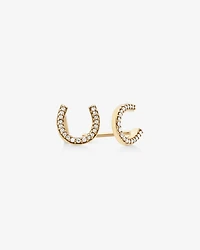 Mini boucles d'oreilles en fer à cheval en or jaune 10 K avec diamants