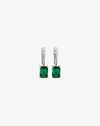 Emerald Cut Created Emerald Pendant and Drop Earring Set in Sterling Silver