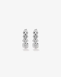 Cubic Zirconia Chevron Huggie Hoop Earrings in Sterling Silver