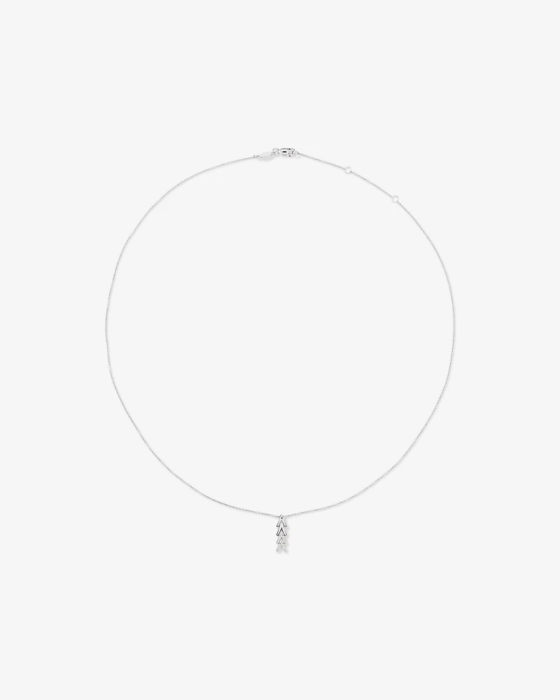 Cubic Zirconia Chevron Pendant Necklace in Sterling Silver