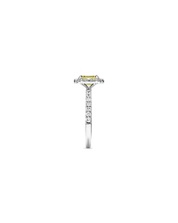 1.58 Carat TW Yellow Emerald Cut Laboratory-Grown Diamond Halo Engagement Ring in 14kt White Gold