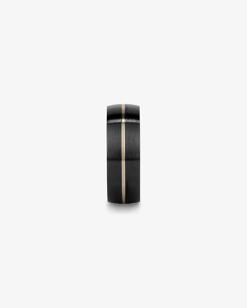 Ring in Black Titanium with Fine 10kt Yellow Gold Inlay