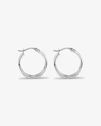 Four Row Diamond Cut and Smooth Hoop Earrings in Sterling Silver