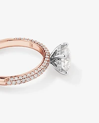 1.95 Carat TW Round Brilliant Laboratory-Grown Diamond Solitaire Side Accent Engagement Ring in 14kt White Gold