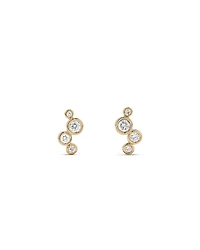 Boucles d’oreilles rondes TW à lunette graduée brillante de 0,15 carat en or jaune 10 carats