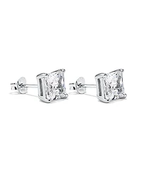 Boucles d'Oreilles Clous en Zircon Cubique Princesse de 7 mm en Argent Sterling