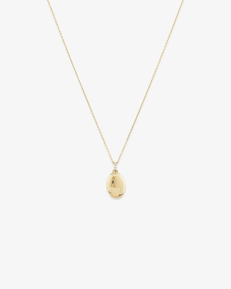 Diamond Accent Oval locket in 10kt Yellow Gold
